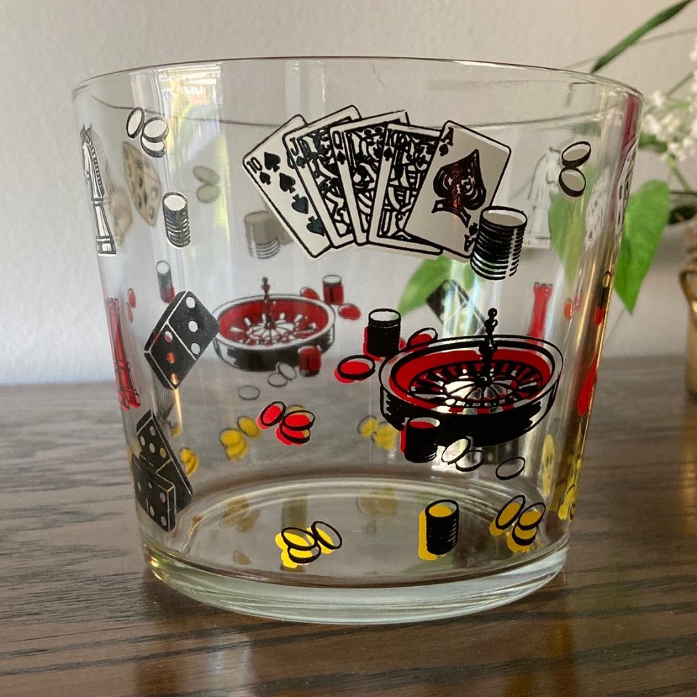 Vintage * Glass Casino Theme Bowl